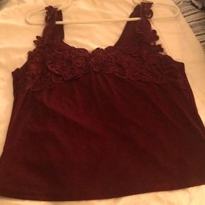 Thin lace strap top, Color burgundy,